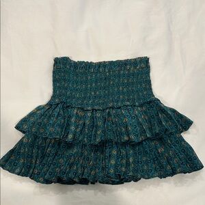 Floral Teal and emerald green Ruffle Skirt